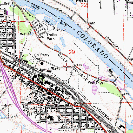 Topographic Map of Needles Municipal Golf Course, CA
