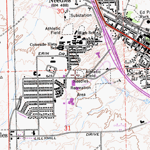 Topographic Map of Nikki Bunch-Franz Flowers Park, CA