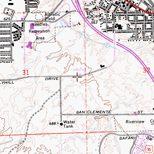 Topographic Map of Seventh Day Adventist School, CA