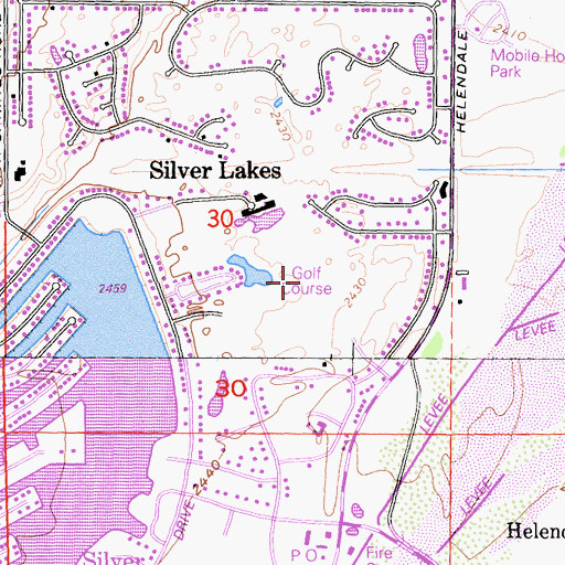 Topographic Map of Silver Lakes Country Club, CA