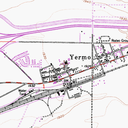 Topographic Map of Yermo Elementary School, CA