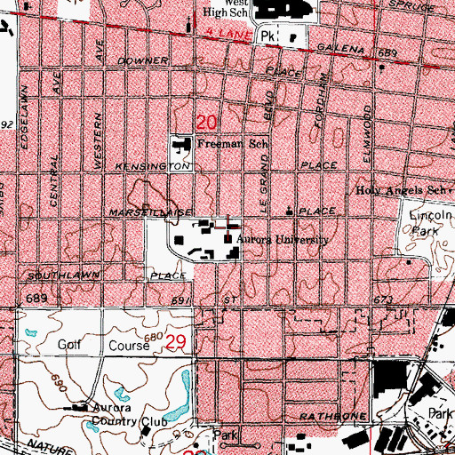 Topographic Map of Charles B Phillips Library, IL