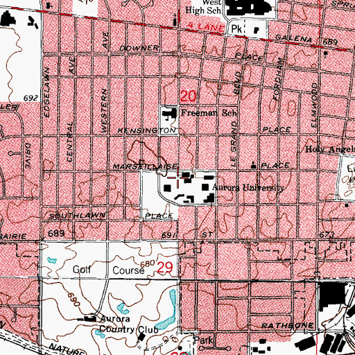 Topographic Map of Dunham Hall, IL