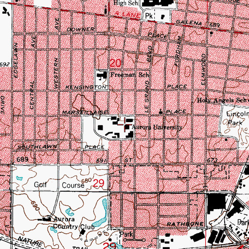 Topographic Map of Eckhart Hall, IL