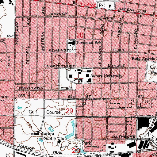 Topographic Map of Memorial Hall, IL