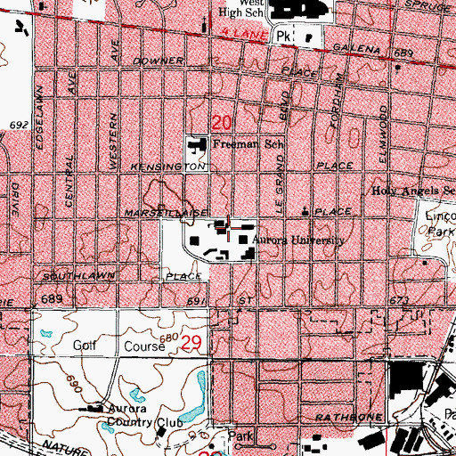 Topographic Map of Wilkinson Hall, IL