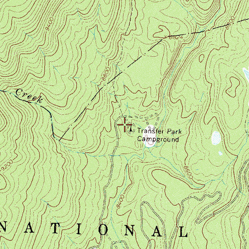 Topographic Map of Transfer Park Campground, CO