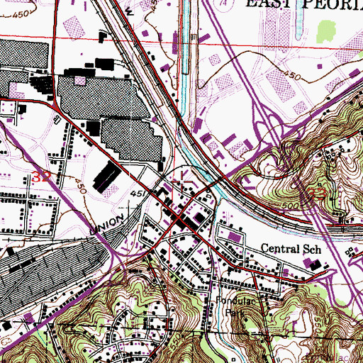 Topographic Map of East Peoria City Hall, IL