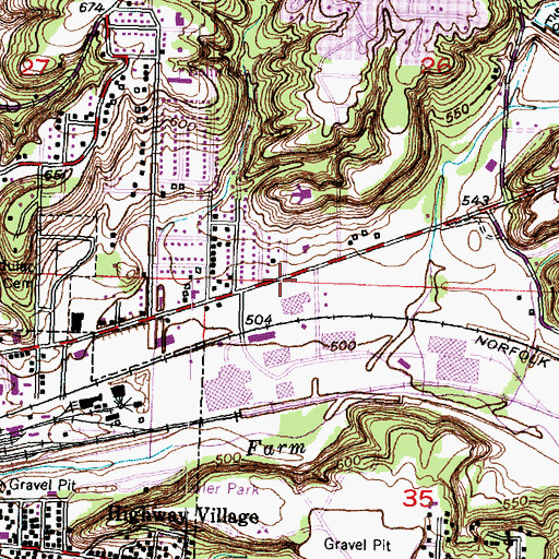 Topographic Map of Fondulac Plaza Shopping Center, IL