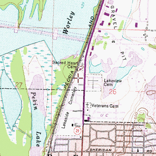 Topographic Map of Gardenrest Cemetery, IL