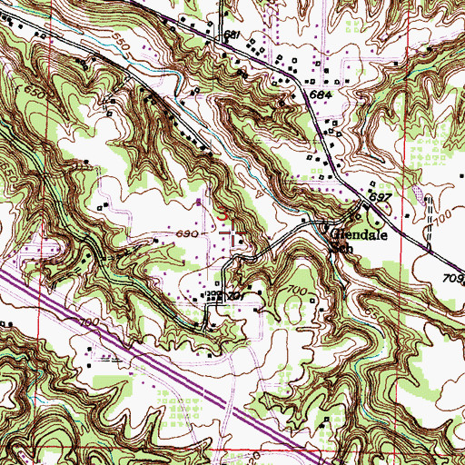 Topographic Map of Glendale Church, IL
