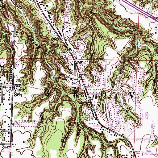 Topographic Map of Richland Southern Baptist Church, IL