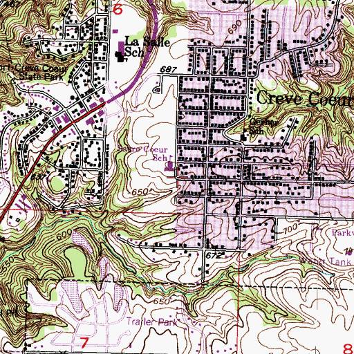 Topographic Map of Sacre Coeur Church, IL