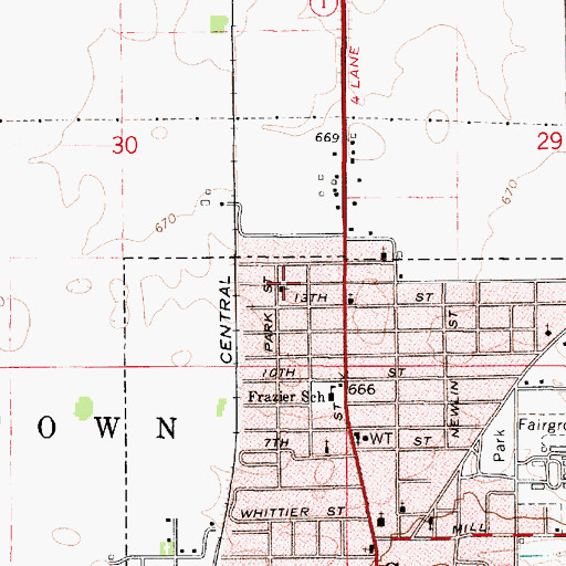 Topographic Map of First Baptist Church, IL