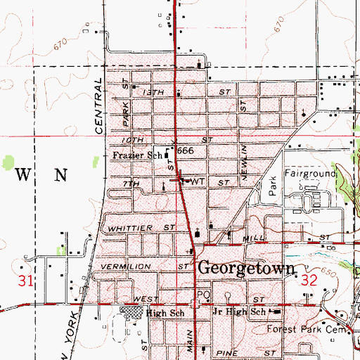Topographic Map of Georgetown Church of the Nazarene, IL