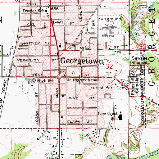 Topographic Map of Perryville Road Public School (historical), IL