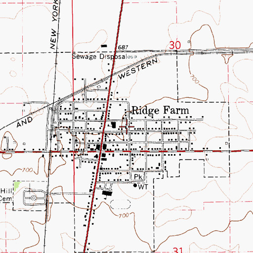 Topographic Map of Ridge Farm Friends Church, IL