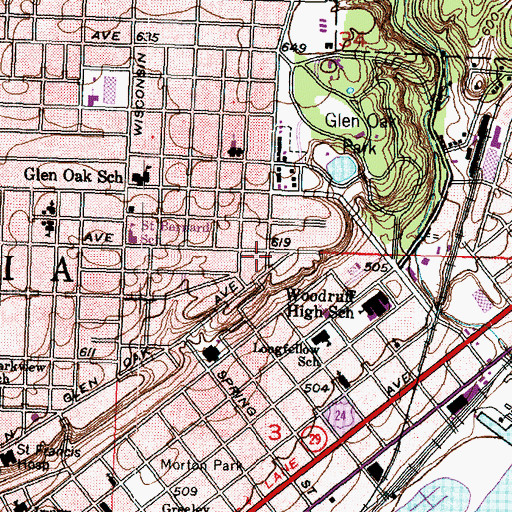 Topographic Map of All Saints Greek Orthodox Church, IL