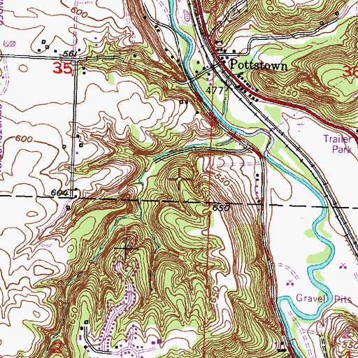 Topographic Map of Aspen Hills Ski Slope, IL