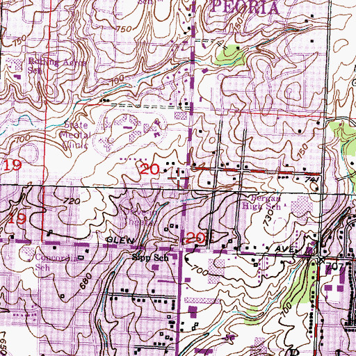 Topographic Map of Baha'i Faith, IL