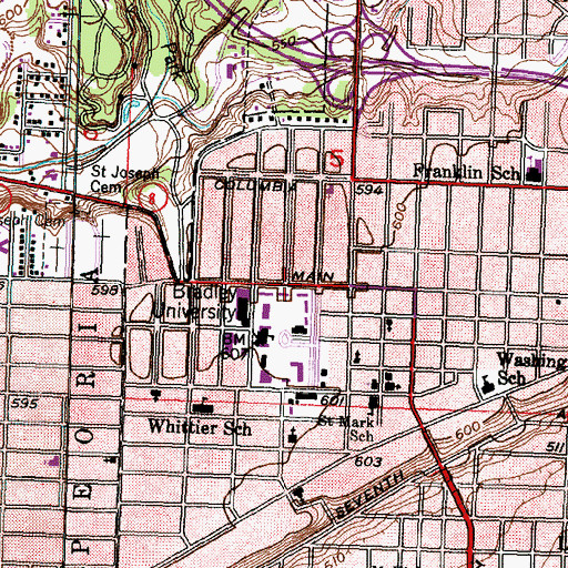 Topographic Map of Baker Hall, IL