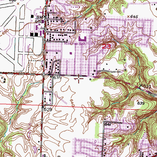 Topographic Map of Bartonville Baptist Church, IL