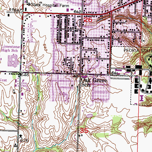Topographic Map of Bartonville Christian Church, IL