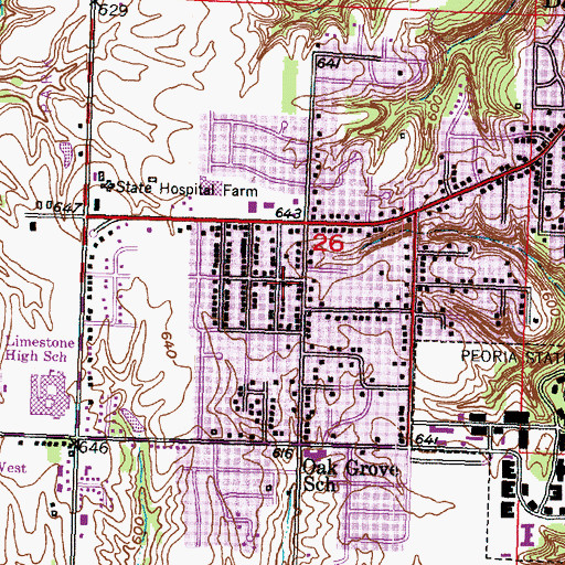 Topographic Map of Bartonville Community Bible Church, IL