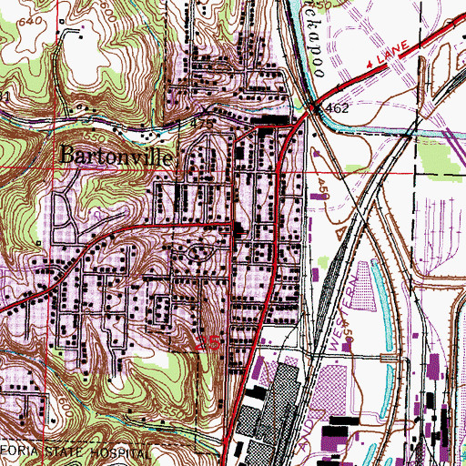 Topographic Map of Bartonville Elementary School, IL
