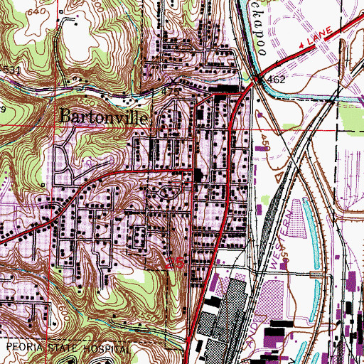 Topographic Map of Bartonville United Methodist Church, IL