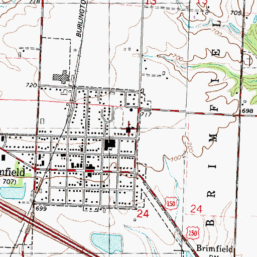 Topographic Map of Brimfield Grade School, IL