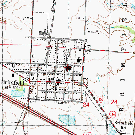 Topographic Map of Brimfield High School, IL