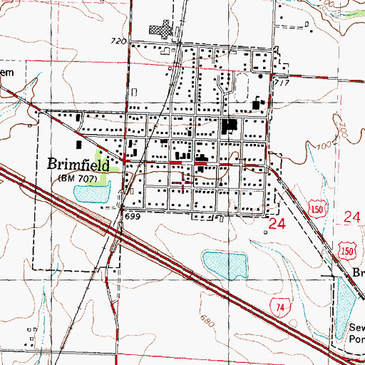Topographic Map of Brimfield United Methodist Church, IL