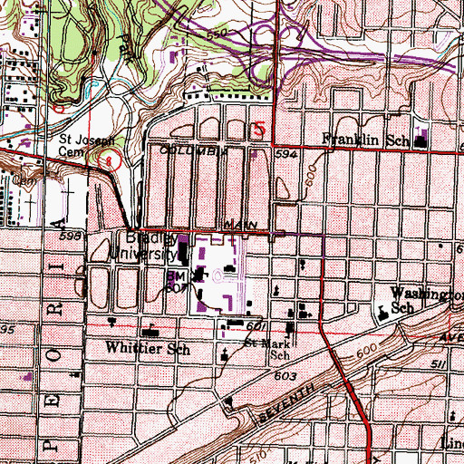 Topographic Map of Burgess Hall, IL