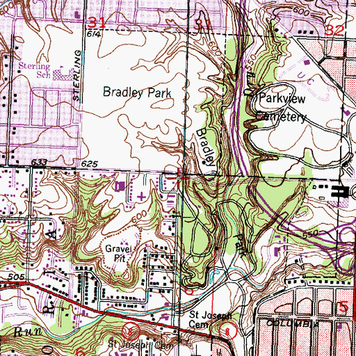 Topographic Map of Calvary Baptist Bible Church, IL