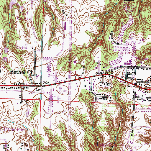 Topographic Map of Calvary Temple Assembly of God, IL
