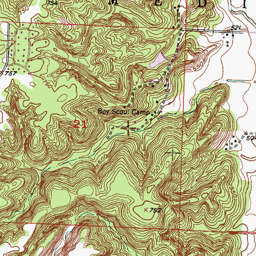 Topographic Map of Camp Wokanda Boy Scout Camp, IL