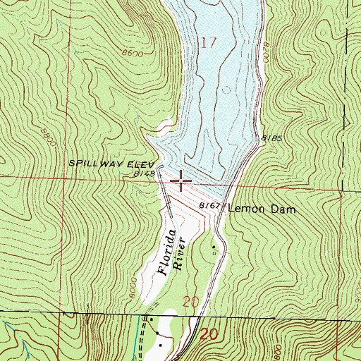 Topographic Map of Lemon Dam, CO