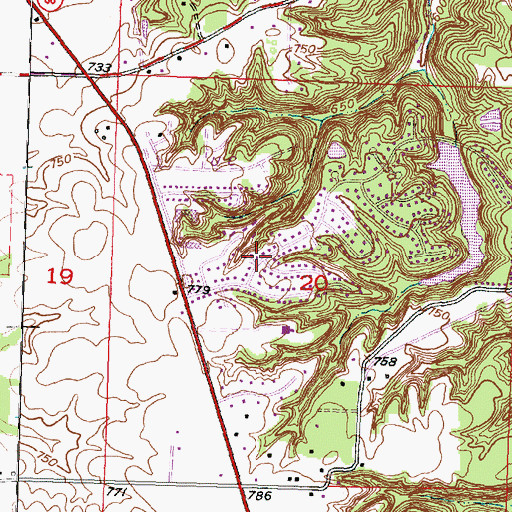 Topographic Map of Cedar Bluff Estates, IL