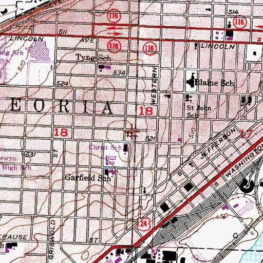 Topographic Map of Christ Lutheran Church, IL