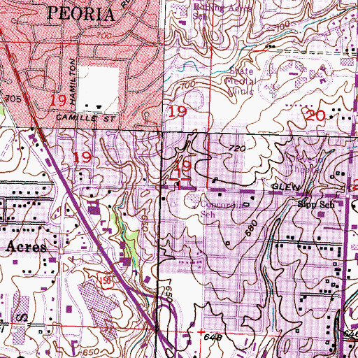 Topographic Map of Church of Glen Hill, IL