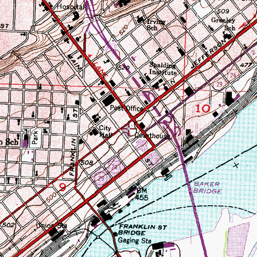 Topographic Map of Courthouse Square, IL