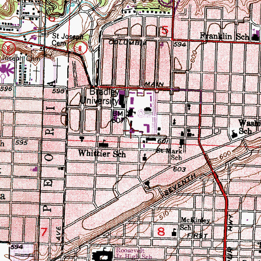 Topographic Map of Cullom-Davis Library, IL