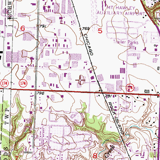 Topographic Map of Dominion Square Shopping Center, IL
