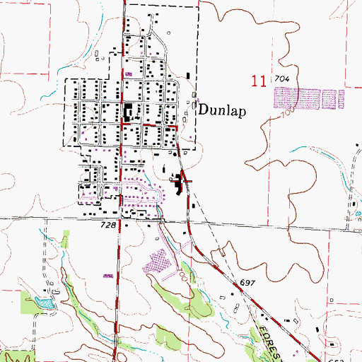 Topographic Map of Dunlap Grade School, IL