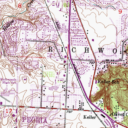 Topographic Map of Elementary Tutoring Service Center, IL