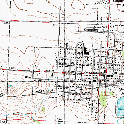 Topographic Map of Elmwood Baptist Church, IL