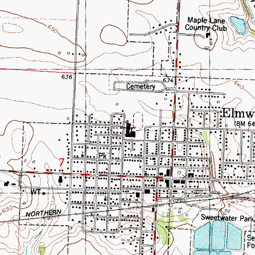 Topographic Map of Elmwood Elementary School, IL