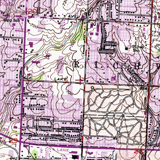 Topographic Map of Evergreen Square Shopping Center, IL