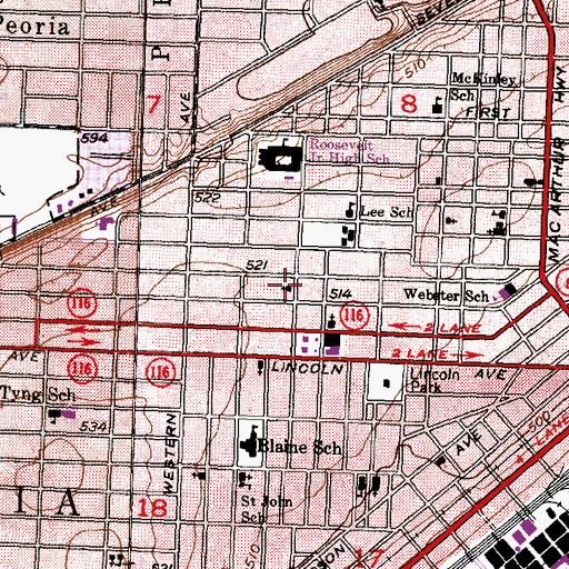 Topographic Map of Faith Missionary Baptist Church, IL